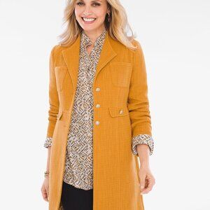 CHICOS Modern Textured Longline Jacket Gold Buttons size 4 (20-22) XXL NWT